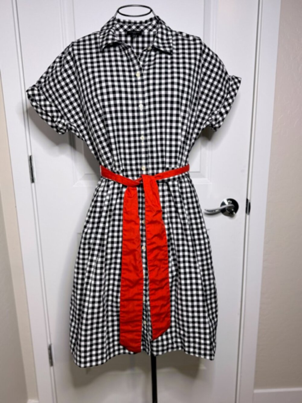 Talbots Gingham Cuffed Sleeve Shirt Dress, Size 6p - Picture 4 of 10